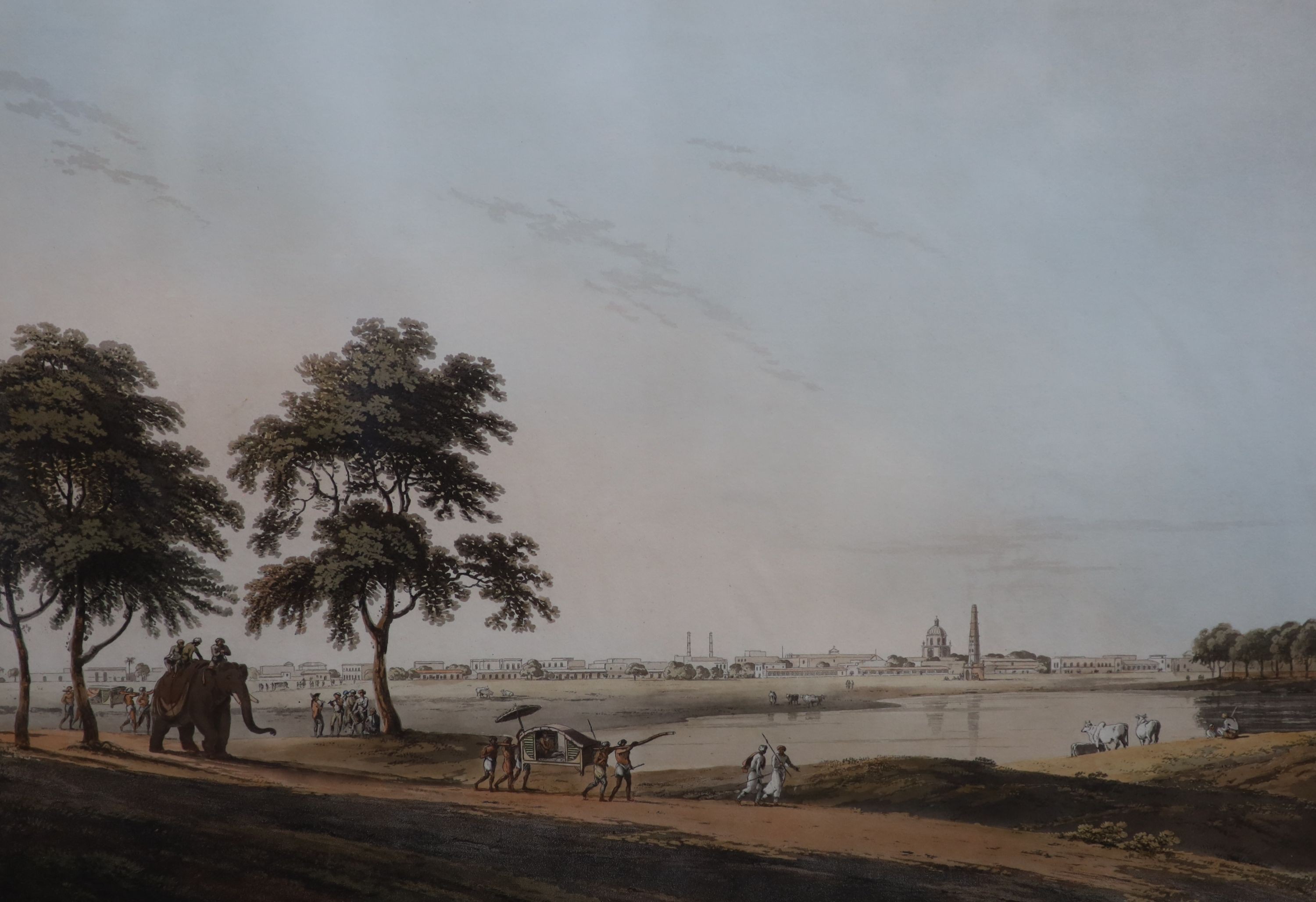 Thomas & William Daniell After Thomas Daniell, 'Part Of The Black Town, Madras', 1797, hand coloured aquatint, 45 x 60cm.